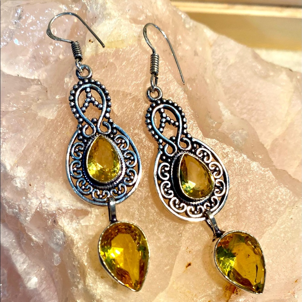 Handmade Citrine On Sterling Silver Earrings